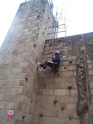 ... and abseiling back down again.